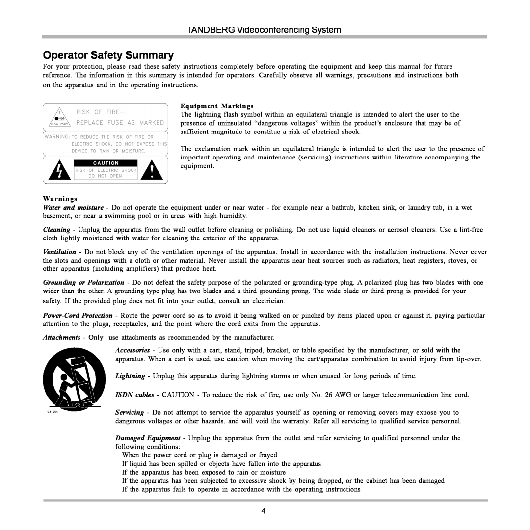 TANDBERG 880, 990, 770 user manual Operator Safety Summary 