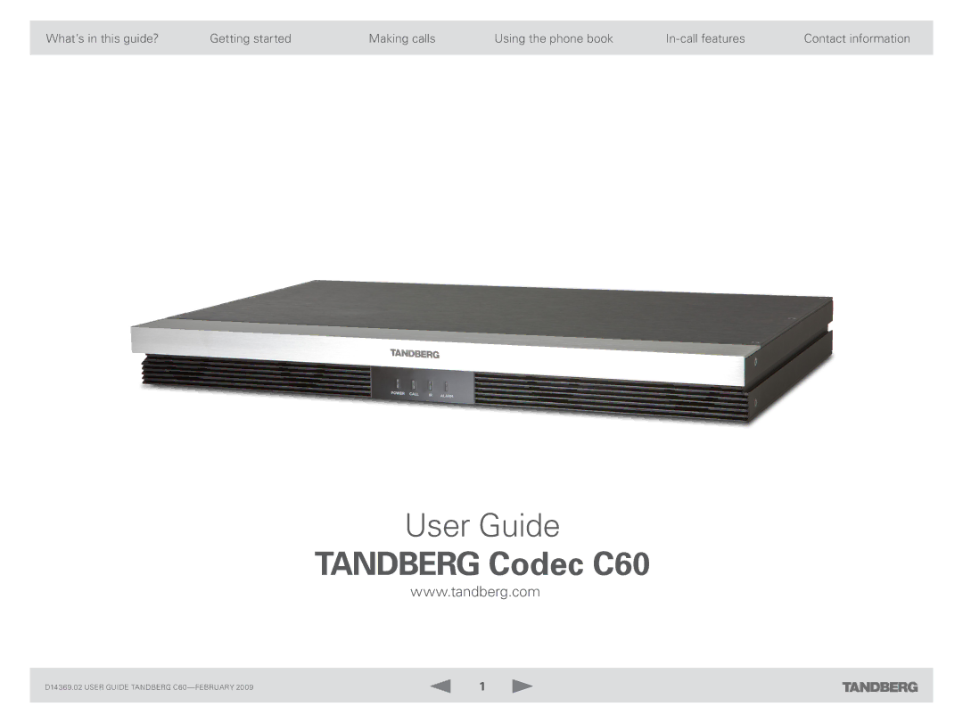 TANDBERG manual Tandberg Codec C60 