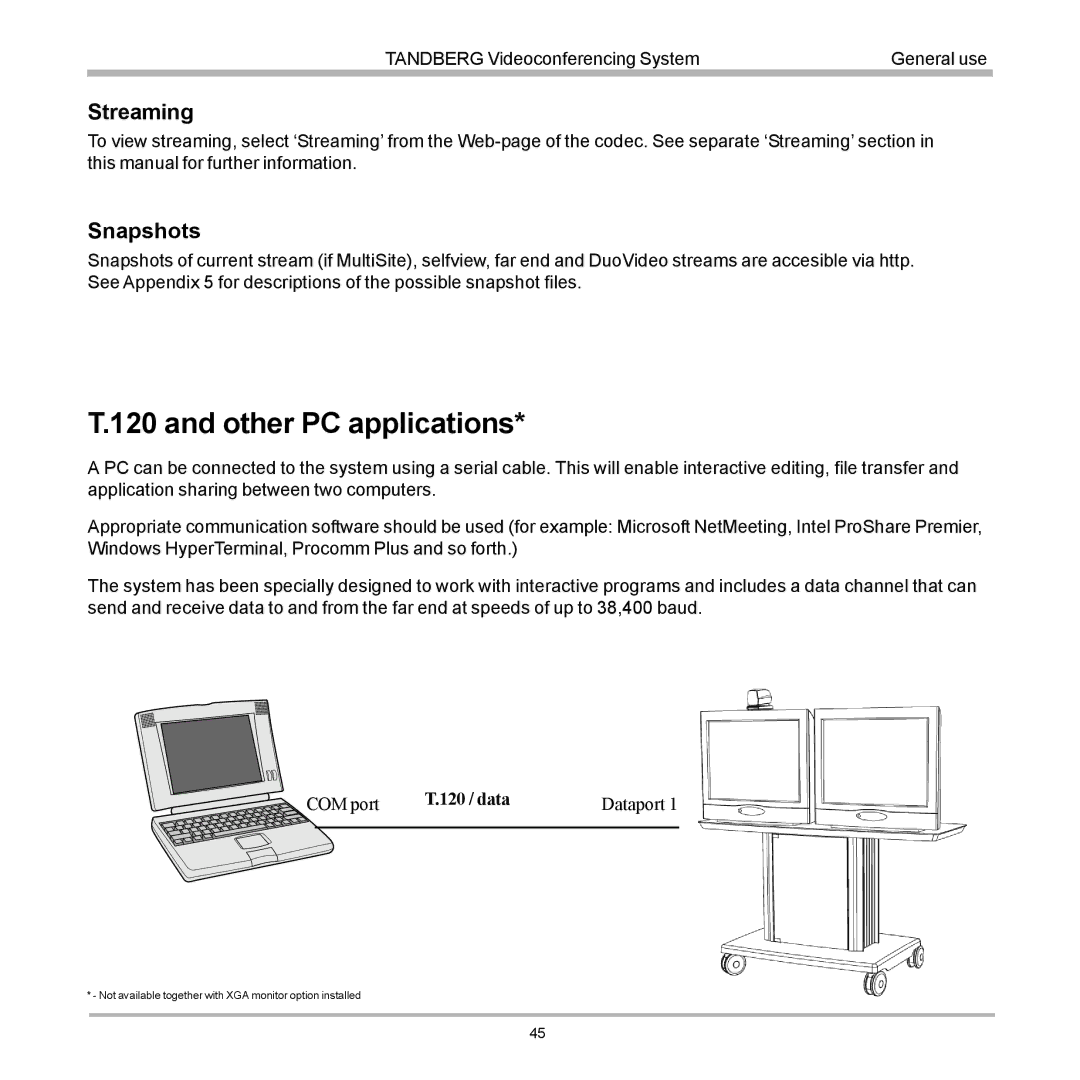 TANDBERG D12155-10 user manual Other PC applications, Streaming, Snapshots 