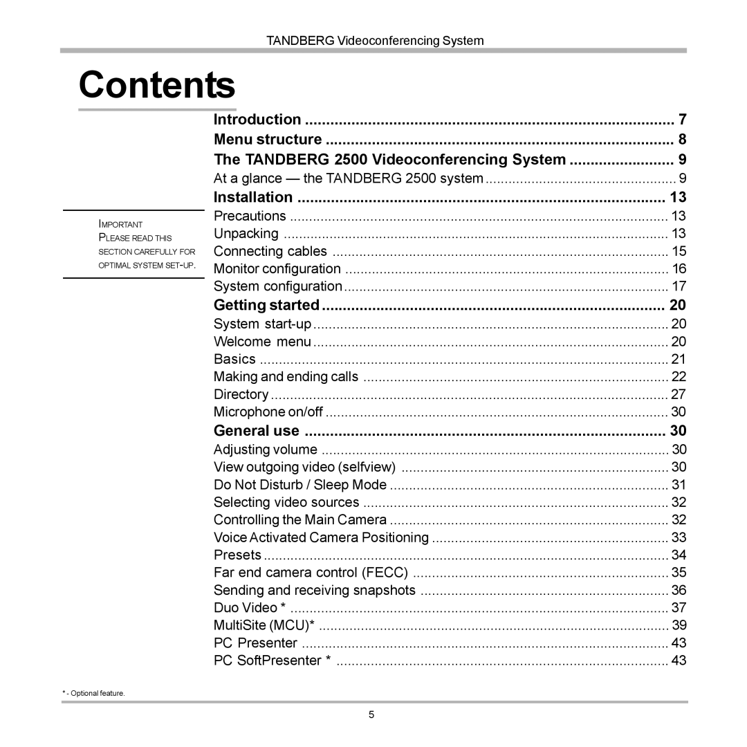 TANDBERG D12155-10 user manual Contents 