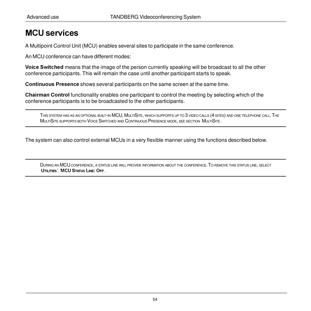 TANDBERG D12155-10 user manual MCU services 