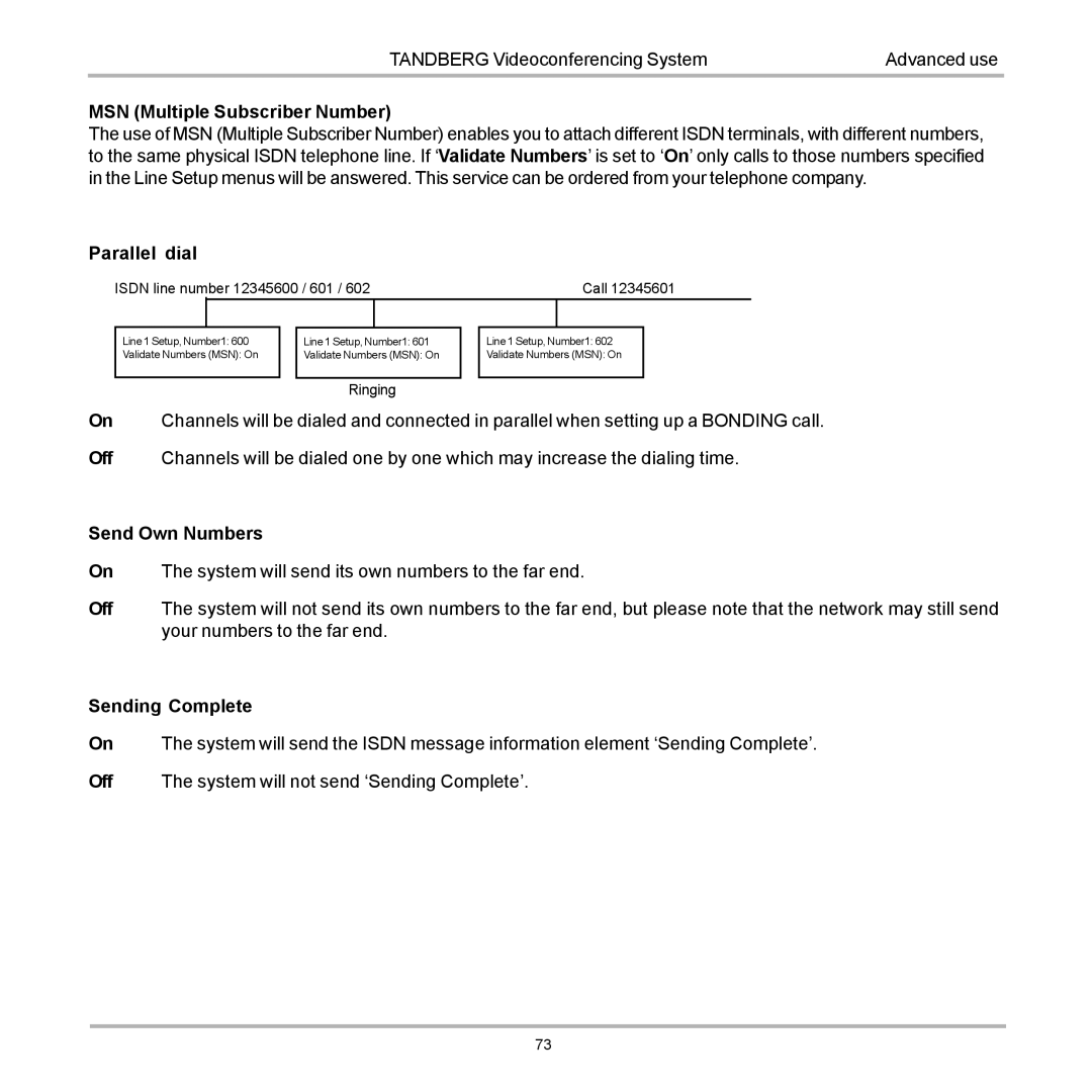 TANDBERG D12155-10 user manual Parallel dial 