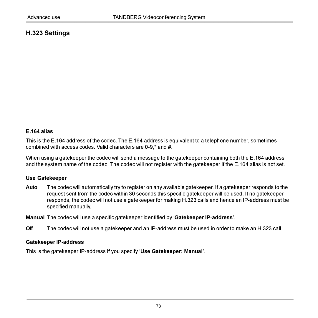 TANDBERG D12155-10 user manual Settings 