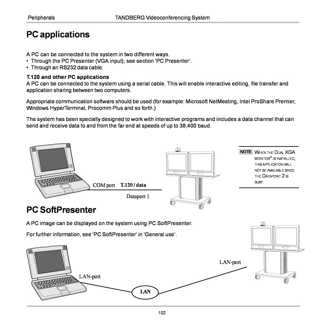TANDBERG D12155-10 PC applications, PC SoftPresenter, When The Dual Xga Monitor* Is Installed This Application Will 