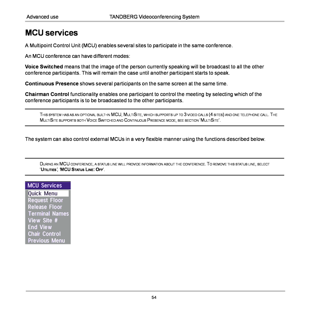 TANDBERG D12155-10 user manual MCU services 