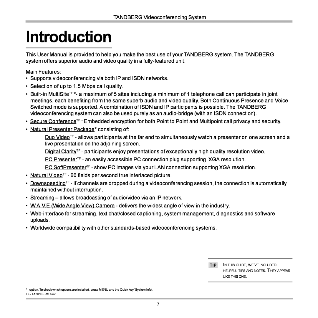 TANDBERG D12155-10 user manual Introduction 