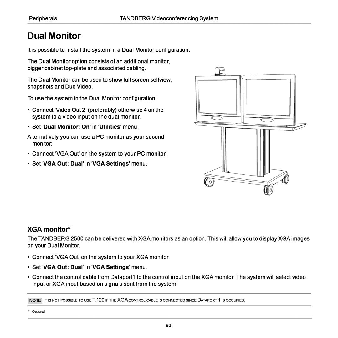 TANDBERG D12155-10 user manual Dual Monitor, XGA monitor 