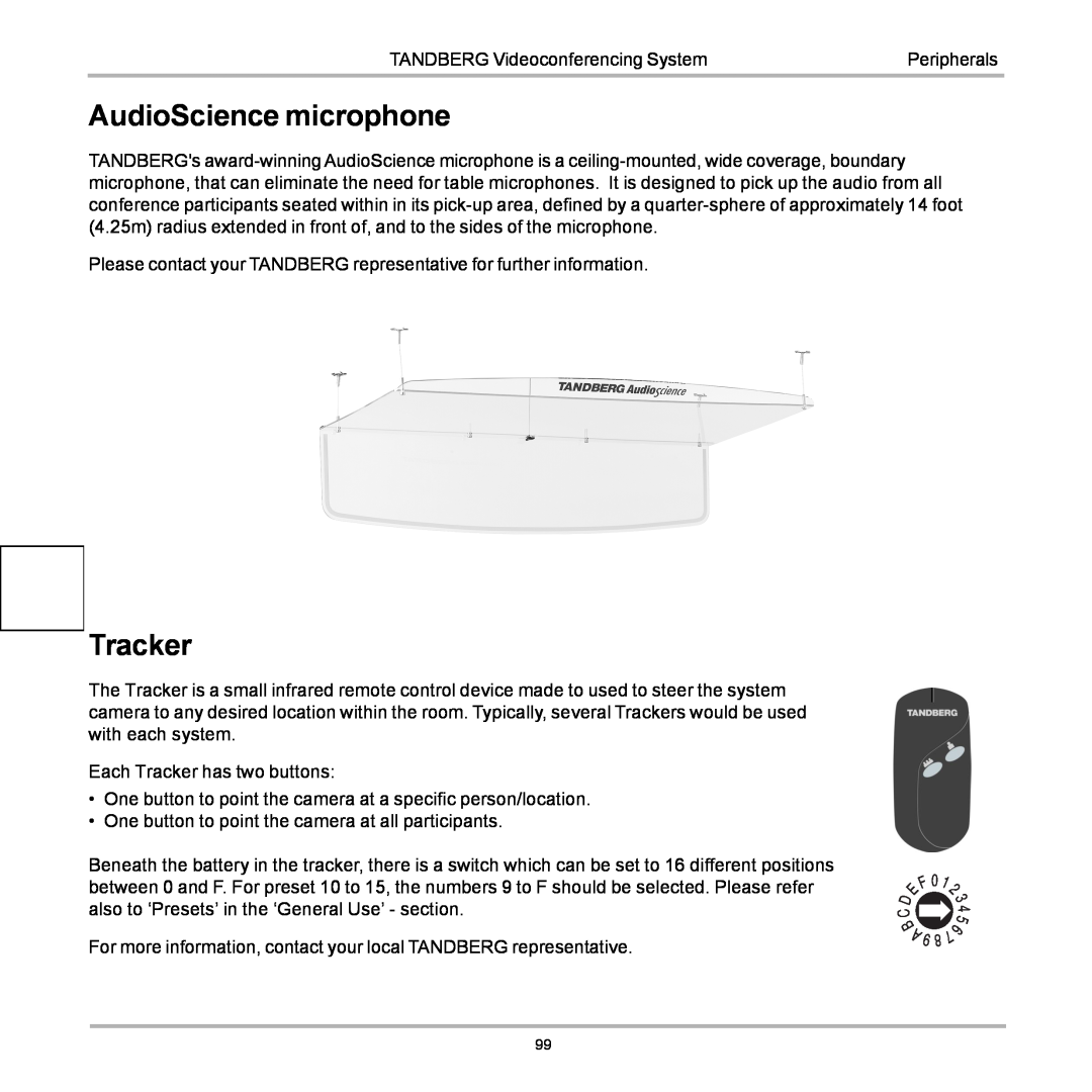 TANDBERG D12155-10 user manual AudioScience microphone, Tracker 