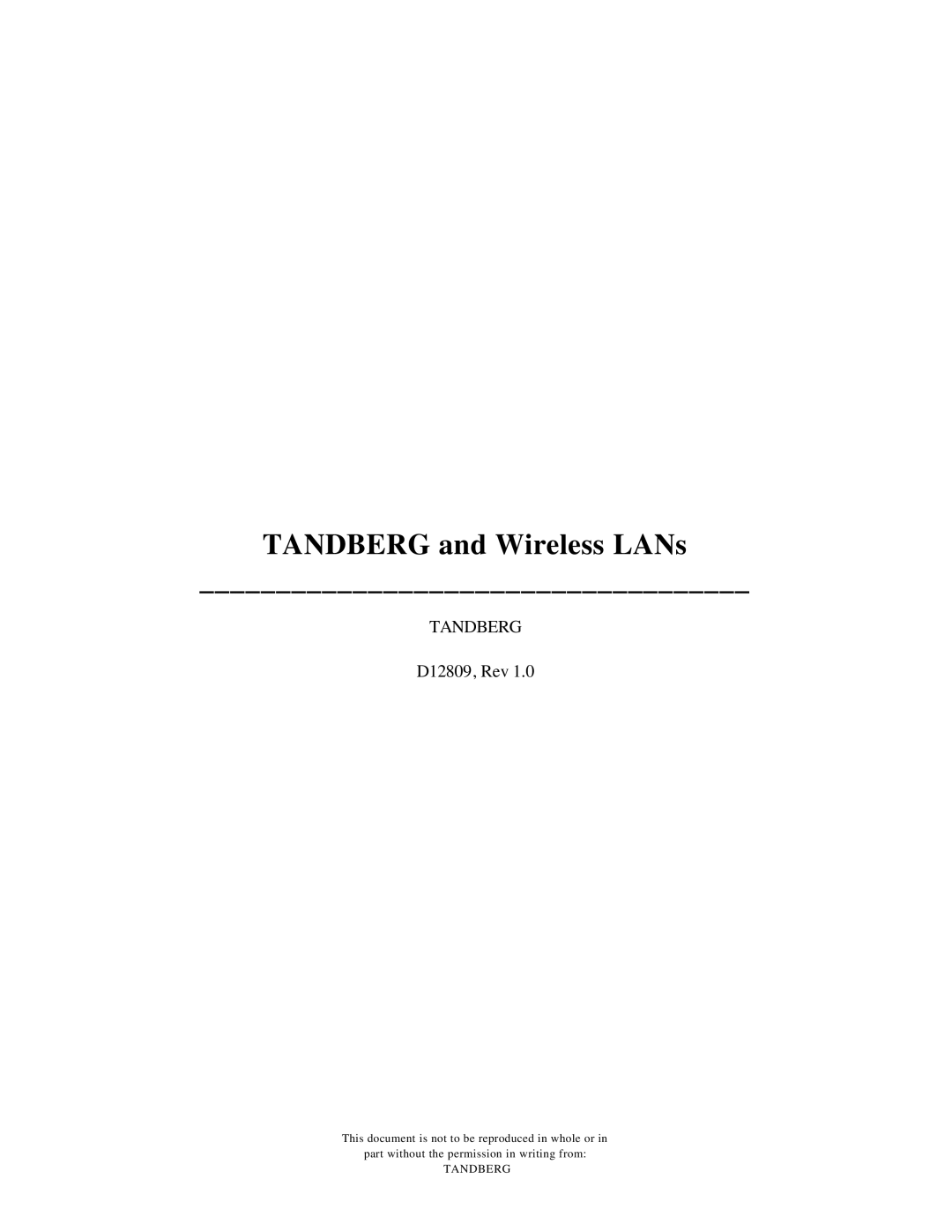 TANDBERG D12809 manual Tandberg and Wireless LANs 