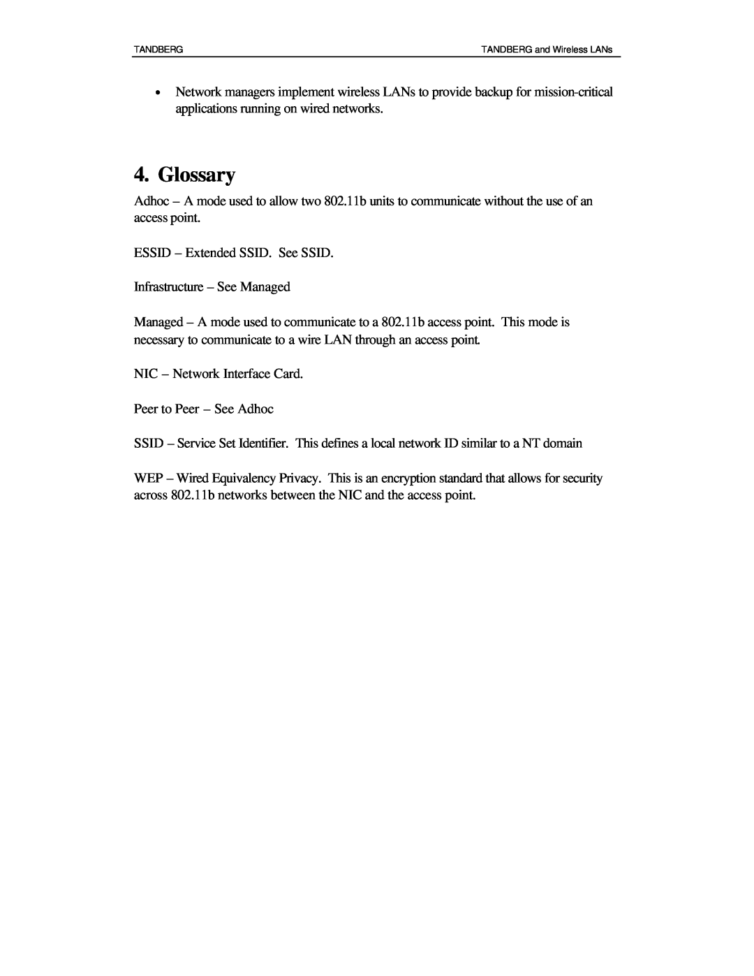 TANDBERG D12809 manual Glossary 