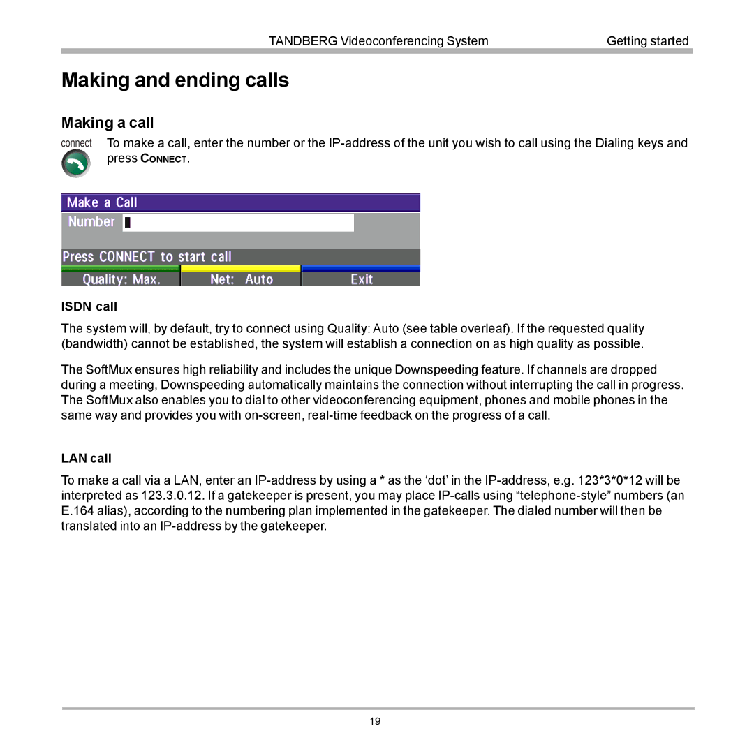 TANDBERG D12817-05 user manual Making and ending calls, Making a call 