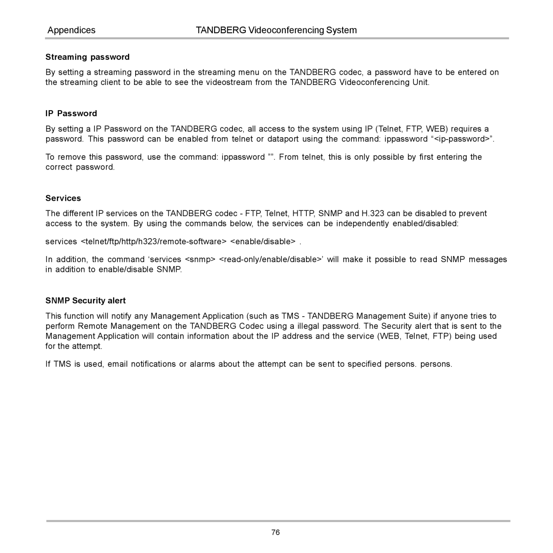 TANDBERG D12817-05 user manual Appendices Tandberg Videoconferencing System 