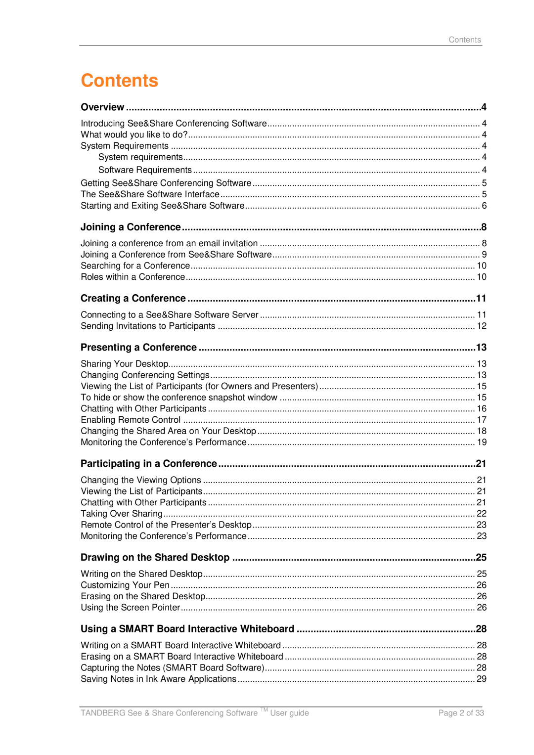 TANDBERG D13166 05 manual Contents 