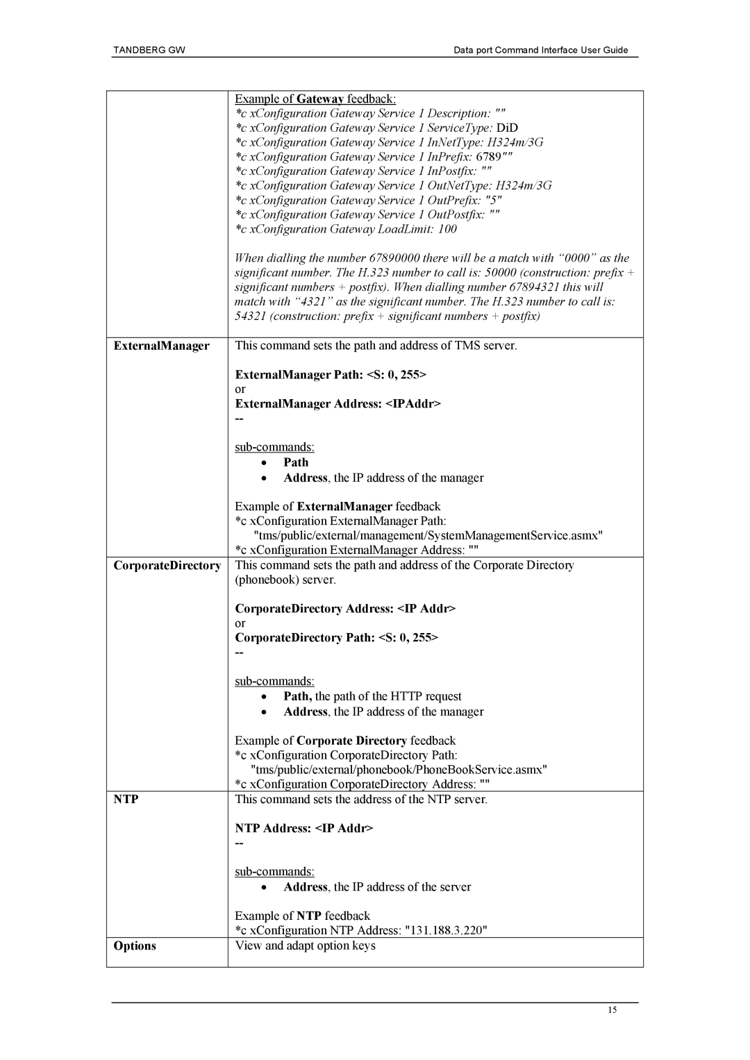 TANDBERG D1320202 manual Ntp 