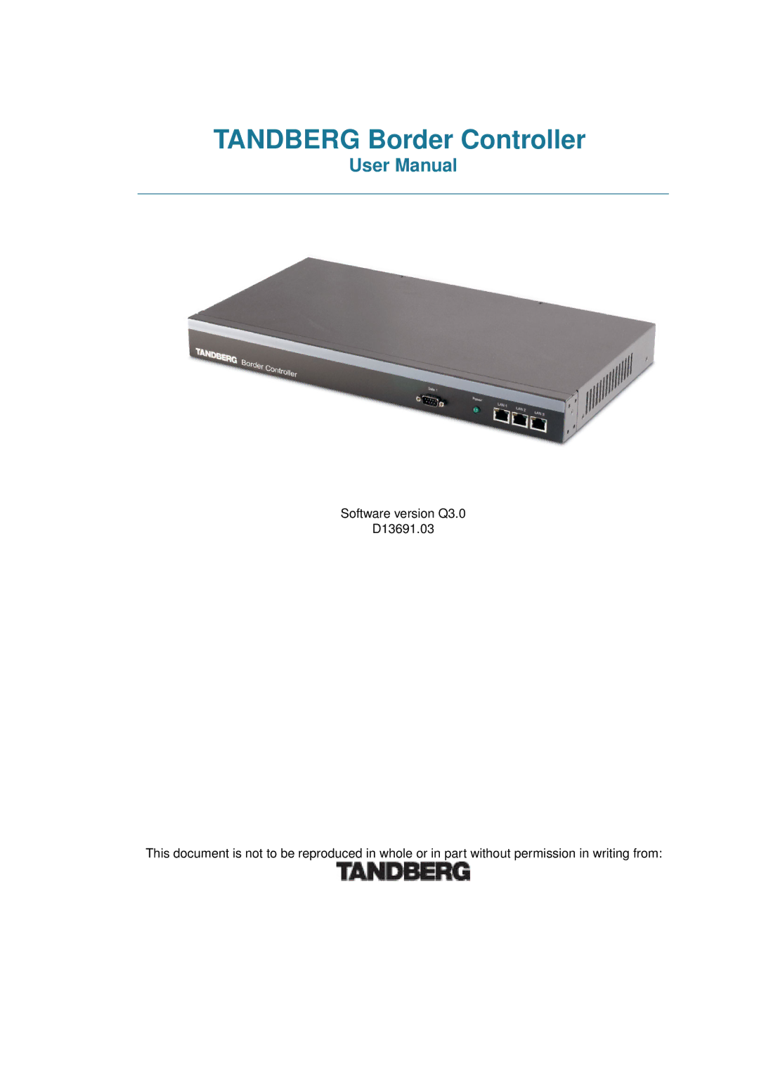 TANDBERG D13691.03 user manual Tandberg Border Controller 