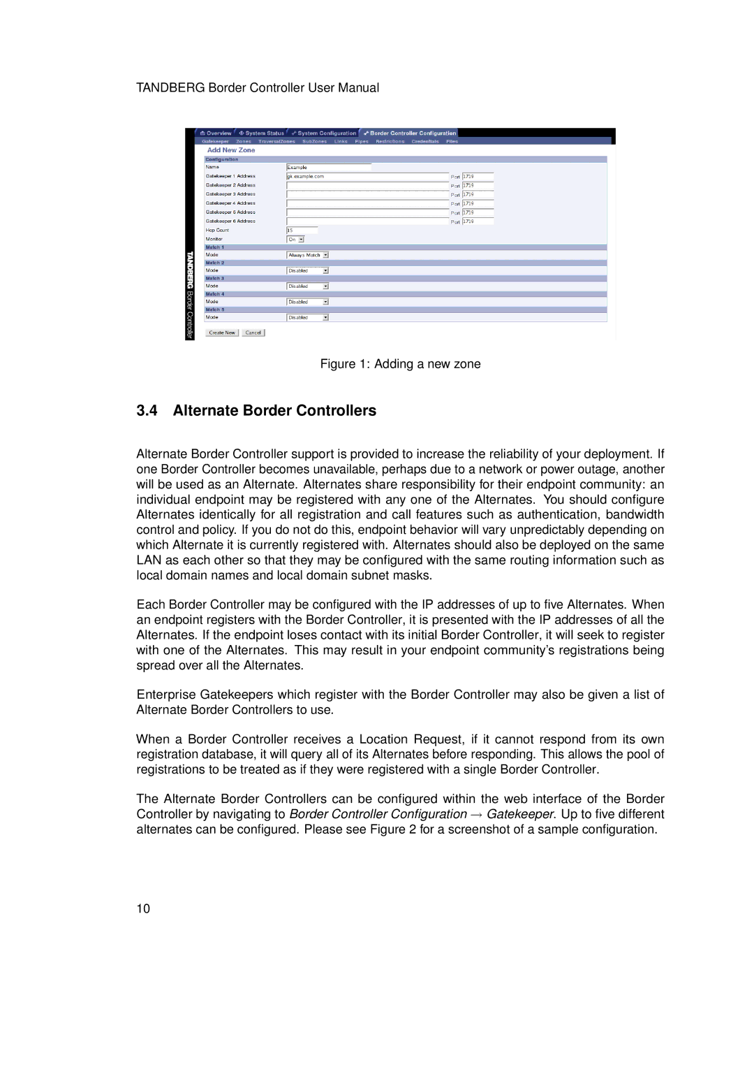 TANDBERG D13691.03 user manual Alternate Border Controllers 