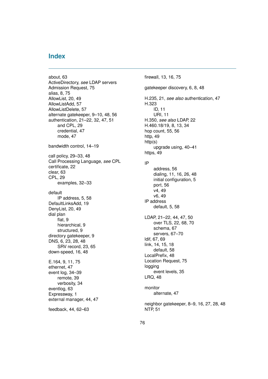 TANDBERG D13691.03 user manual Index 