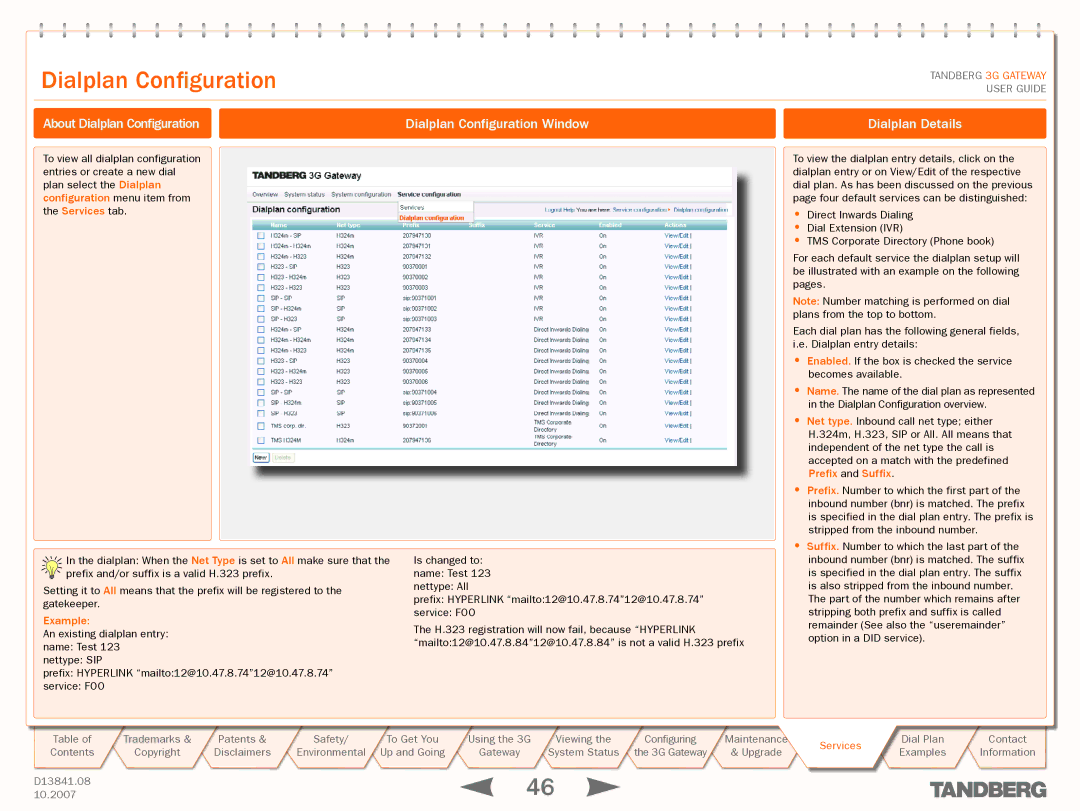 TANDBERG D13841.08 manual Dialplan Configuration, Example 