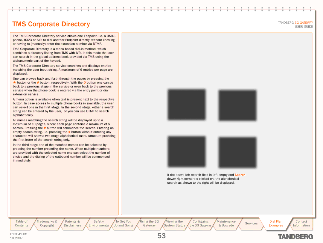 TANDBERG D13841.08 manual TMS Corporate Directory 