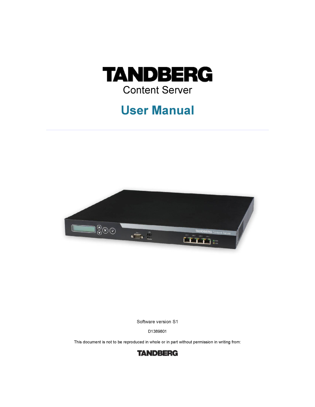 TANDBERG D1389801 user manual Content Server 