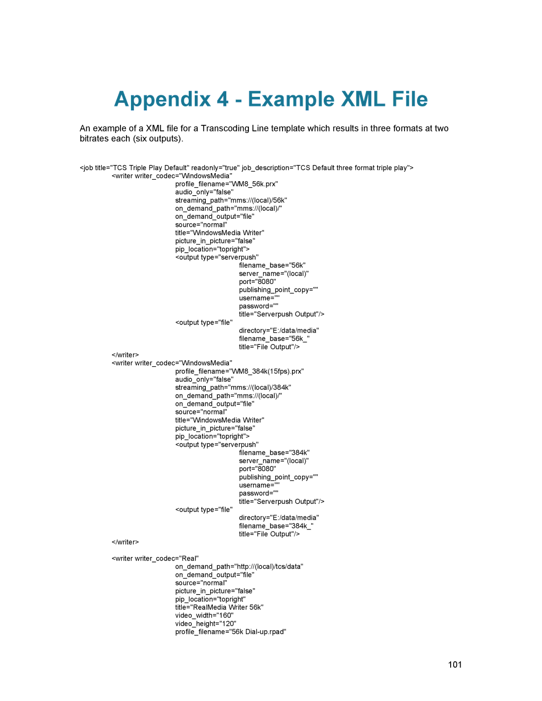 TANDBERG D1389801 user manual Appendix 4 Example XML File 