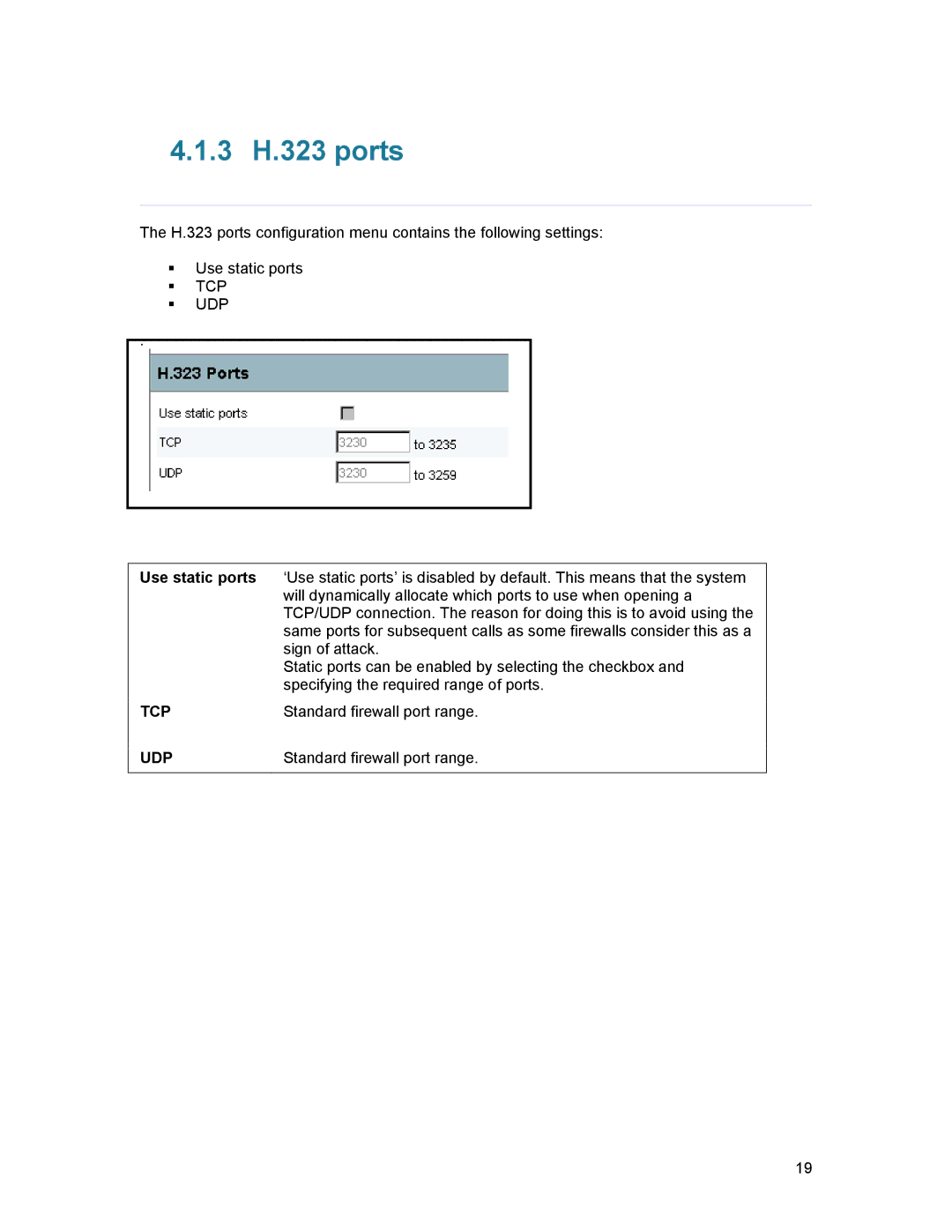 TANDBERG D1389801 user manual 3 H.323 ports, Use static ports 