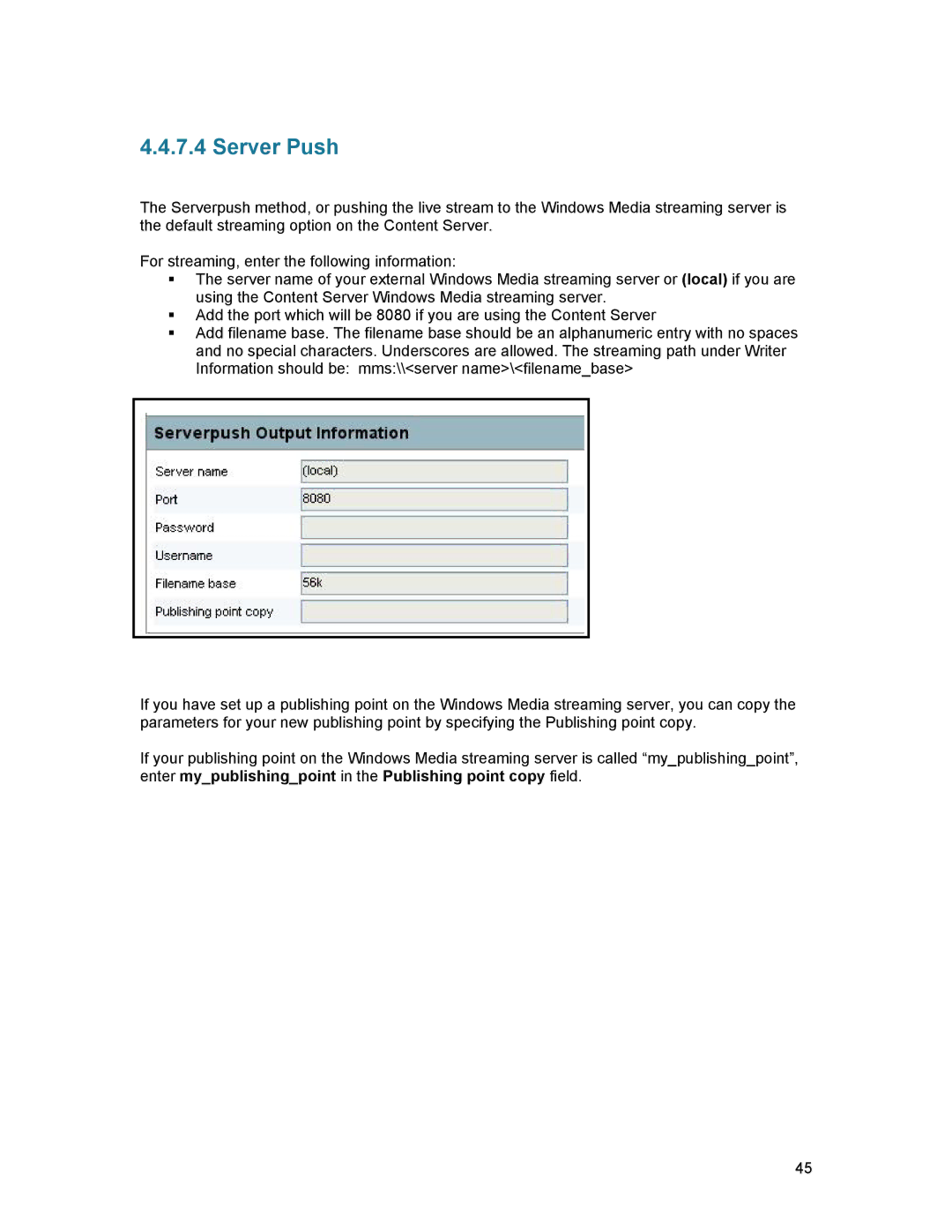 TANDBERG D1389801 user manual Server Push 