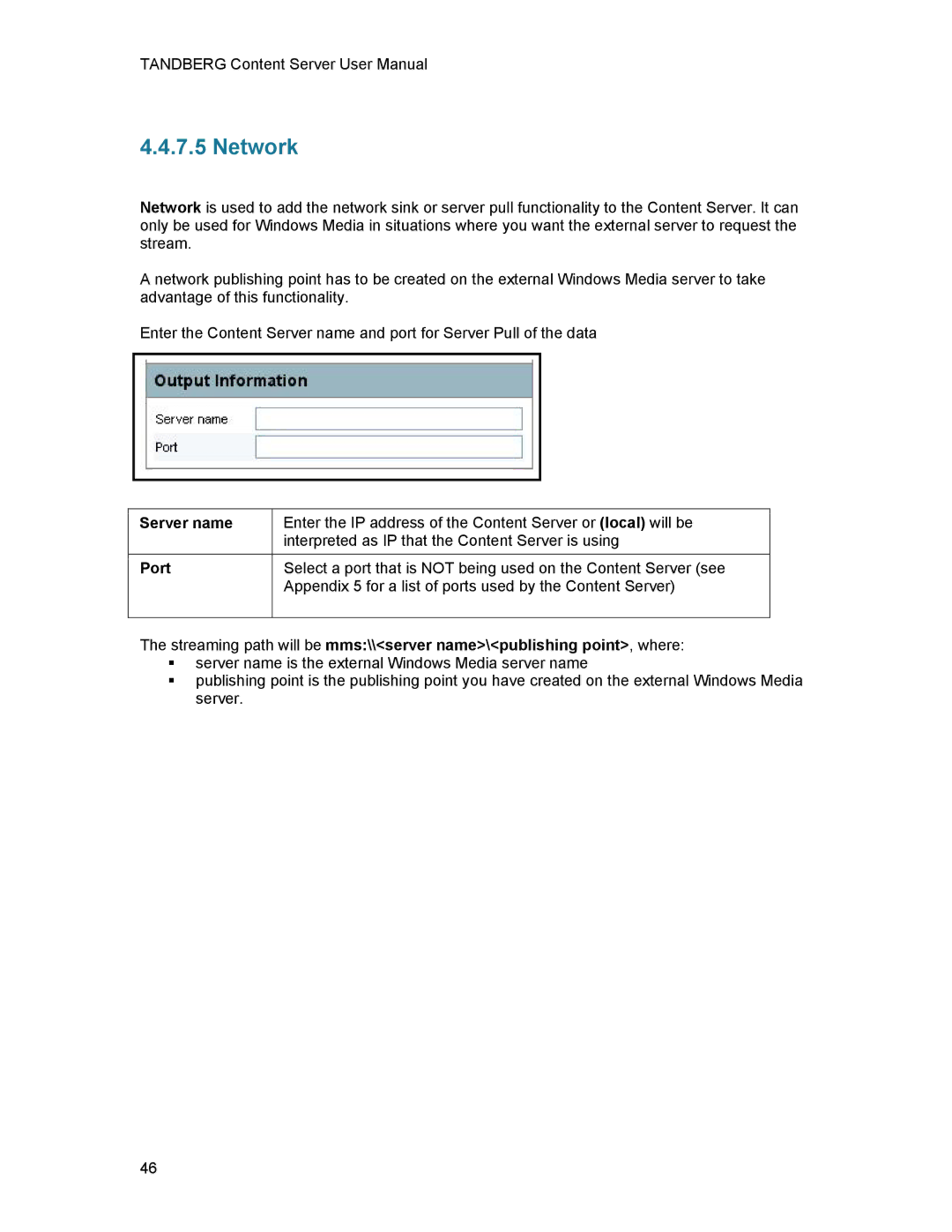 TANDBERG D1389801 user manual Network, Server name 