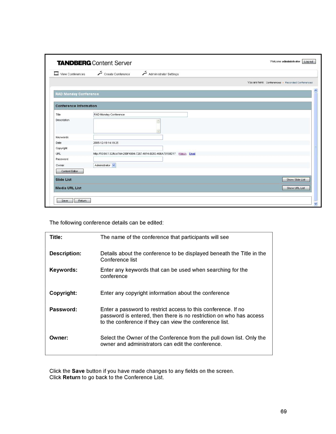 TANDBERG D1389801 user manual 