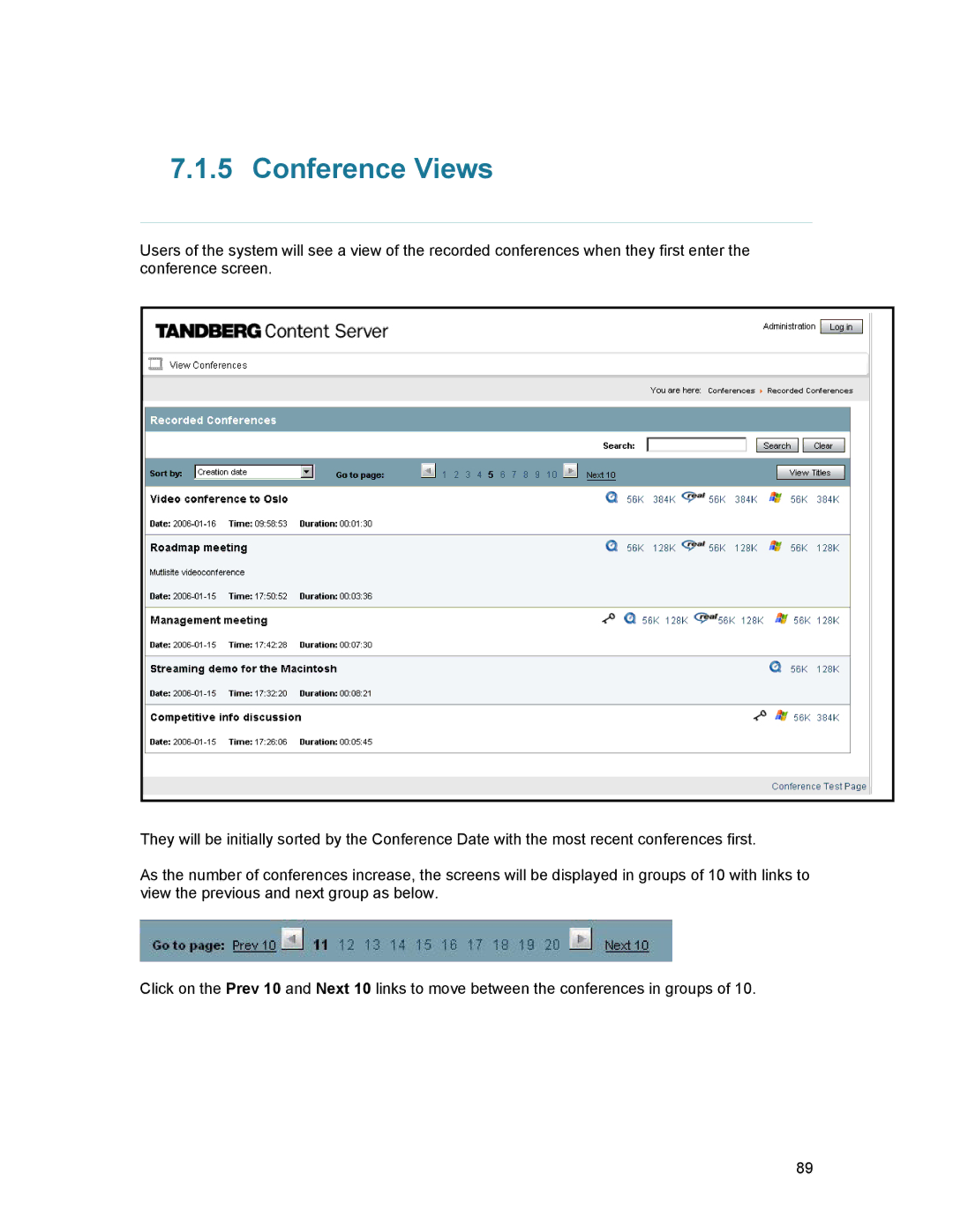 TANDBERG D1389801 user manual Conference Views 