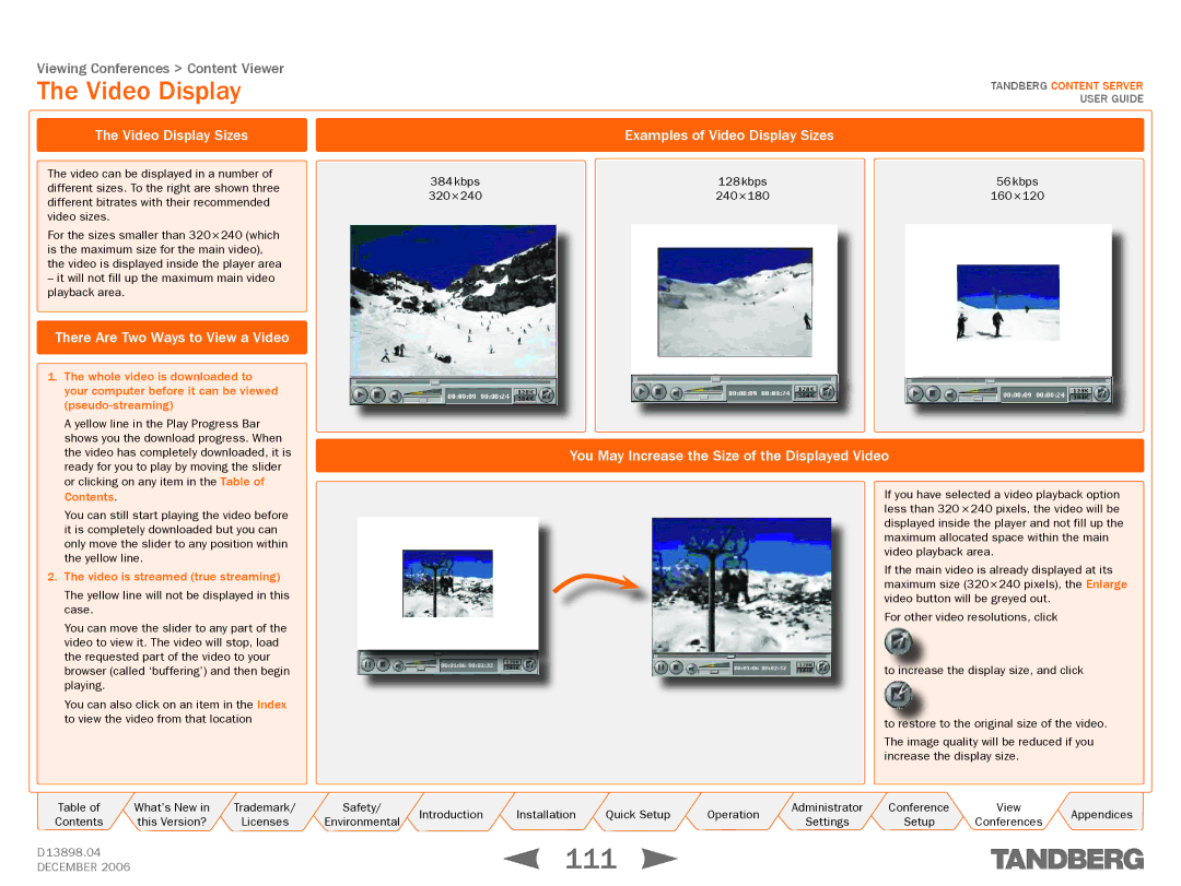 TANDBERG D13898.04 manual 111, Video Display 