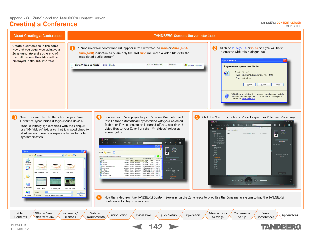 TANDBERG D13898.04 manual 142, About Creating a Conference, Tandberg Content Server Interface 