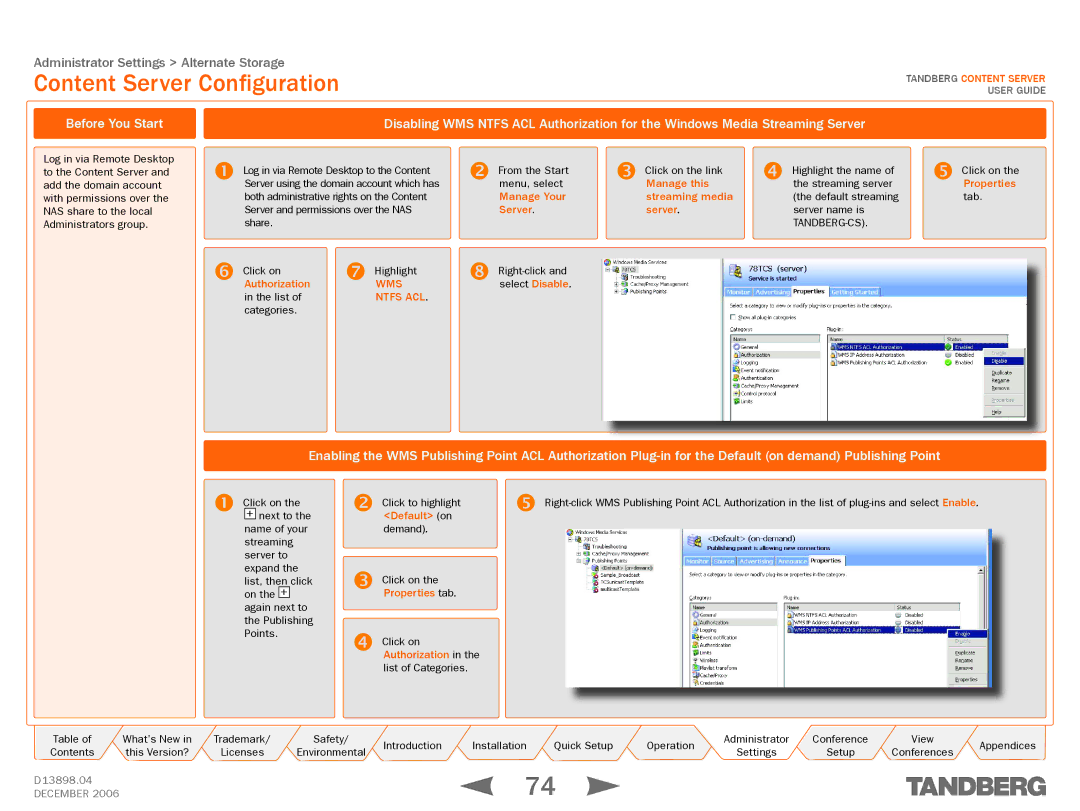 TANDBERG D13898.04 manual Content Server Configuration, Before You Start 