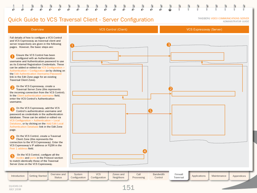 TANDBERG D14049.04 manual 151, Quick Guide to VCS Traversal Client Server Configuration, VCS Expressway Server 