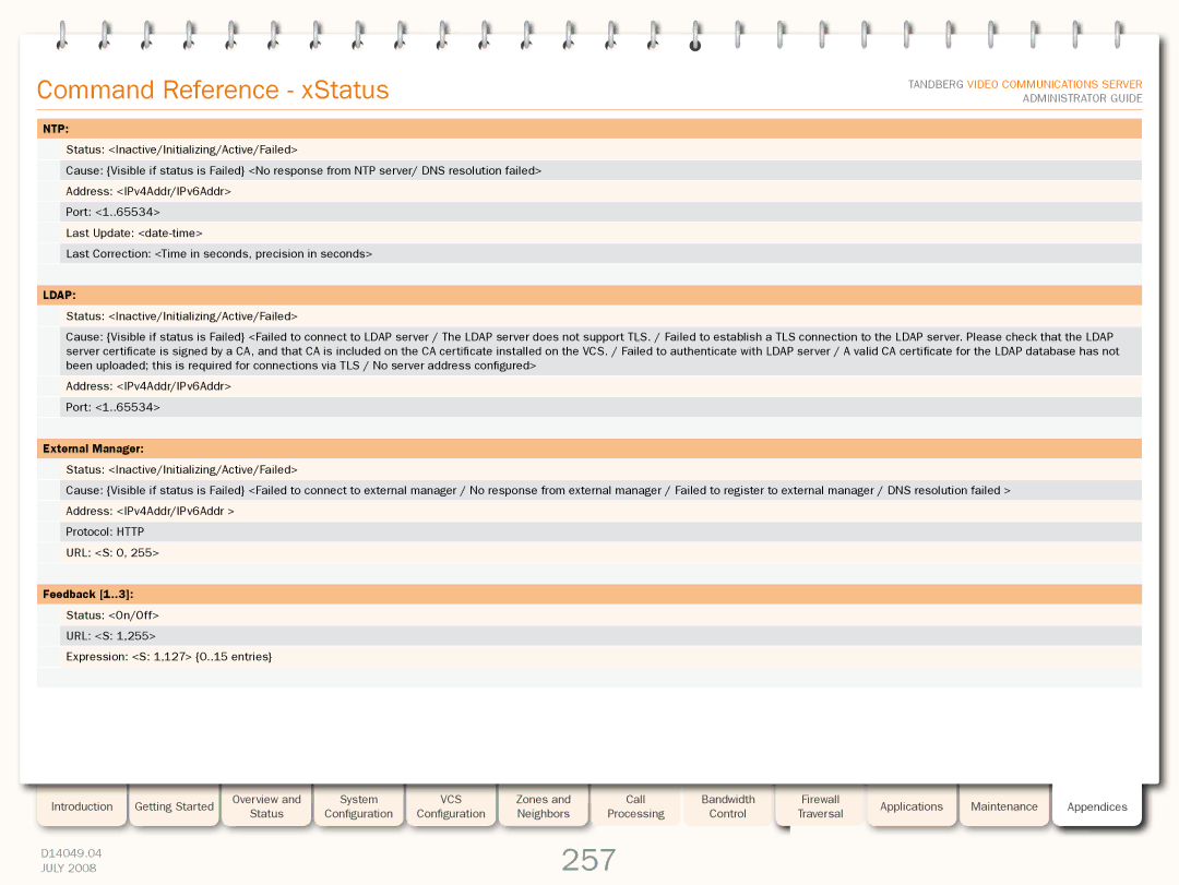 TANDBERG D14049.04 manual 257, Ntp 