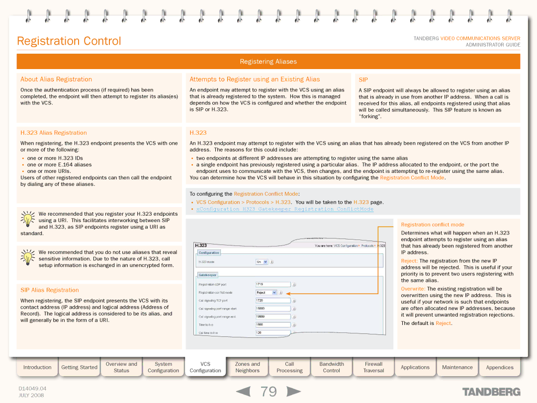 TANDBERG D14049.04 manual Registering Aliases, About Alias Registration, Attempts to Register using an Existing Alias 