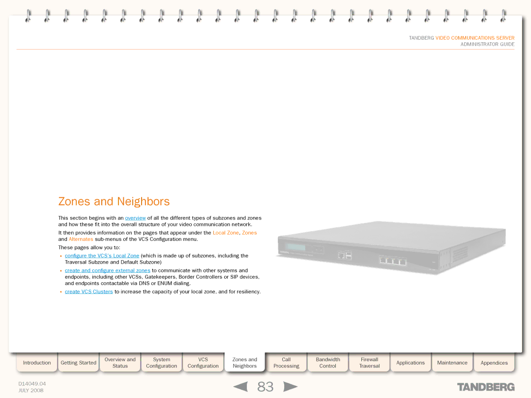 TANDBERG D14049.04 manual Zones and Neighbors 