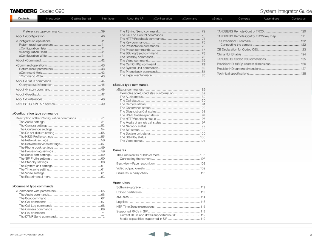 TANDBERG D14128.02 manual Codec C90 System Integrator Guide 