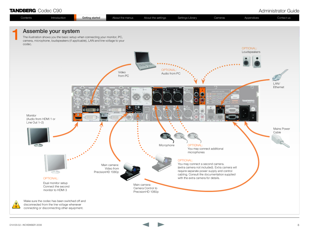 TANDBERG D14129.02 manual Assemble your system, Optional 