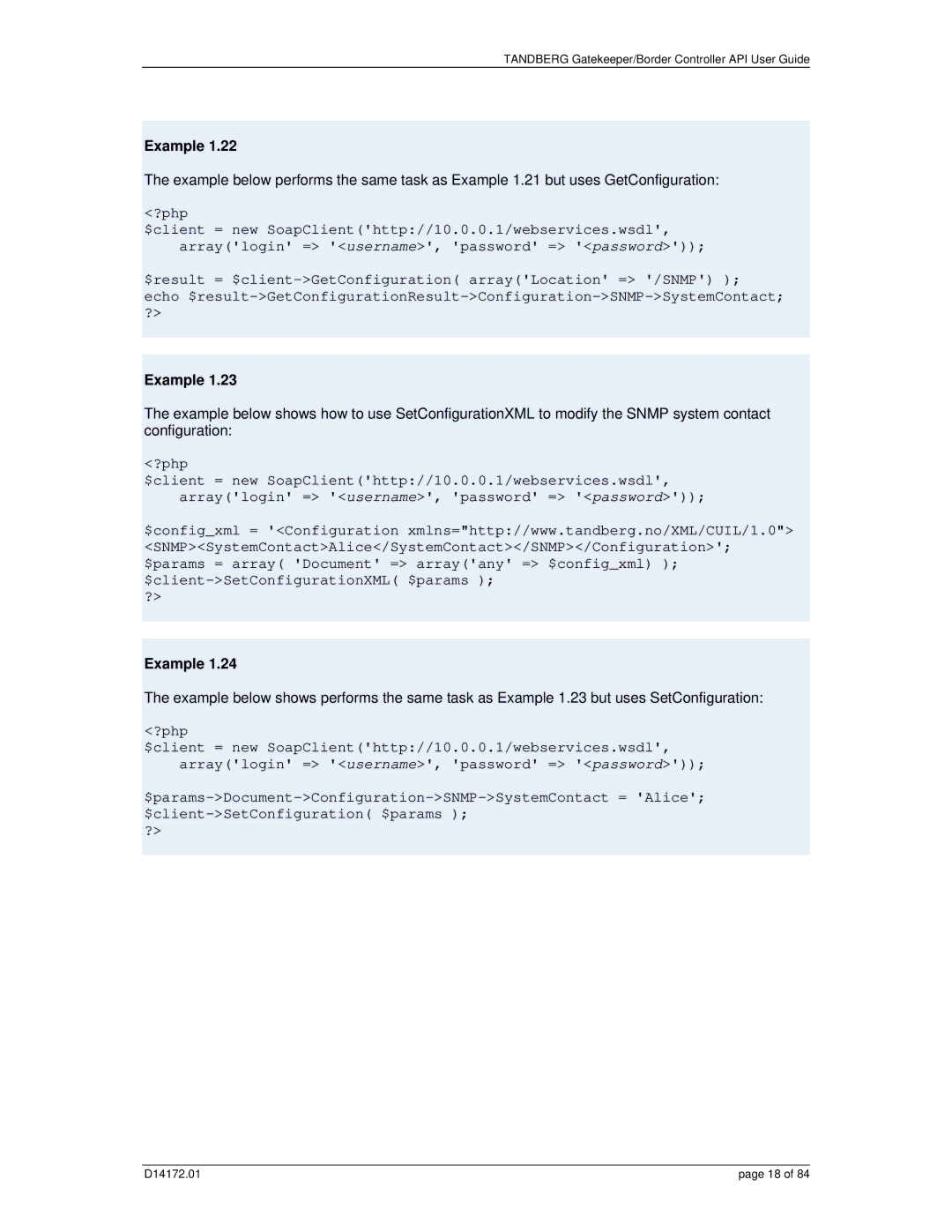 TANDBERG D14172.01 manual Example 