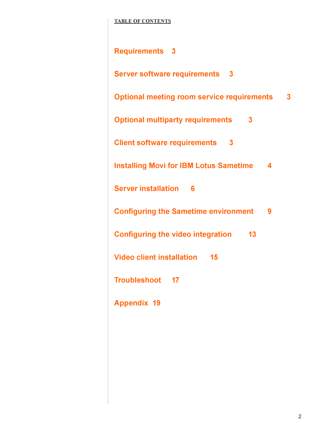 TANDBERG D4068 installation manual Table of Contents 