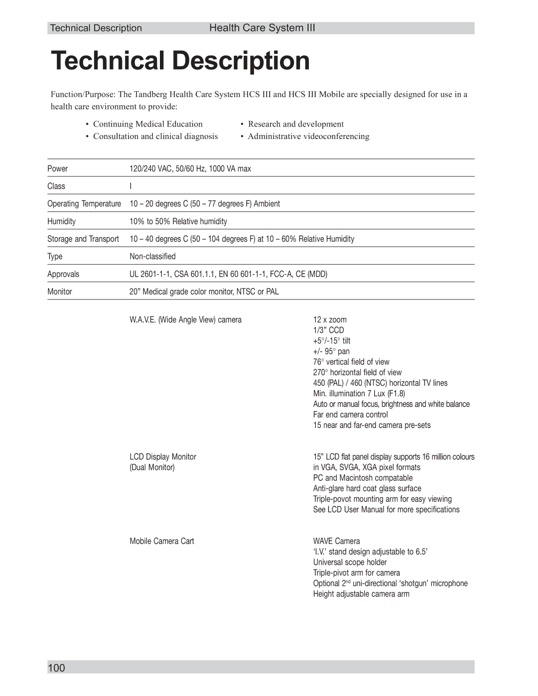 TANDBERG D50104-15 user manual Technical Description 