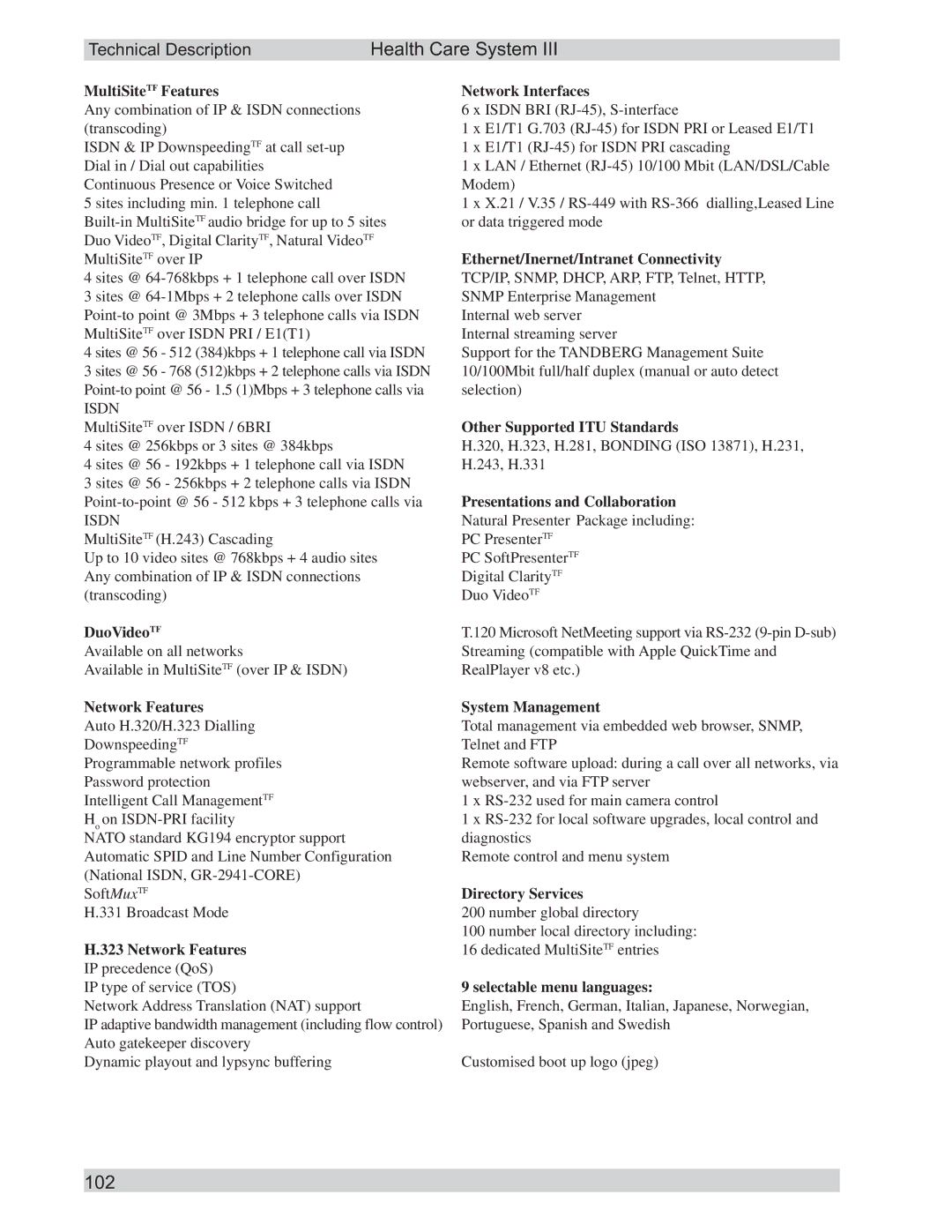 TANDBERG D50104-15 user manual 102 