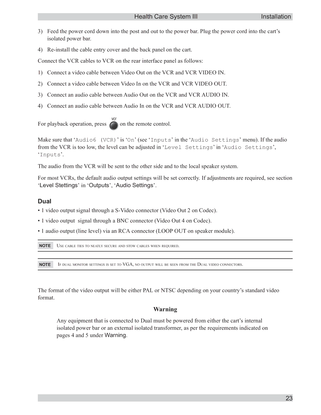 TANDBERG D50104-15 user manual Dual 