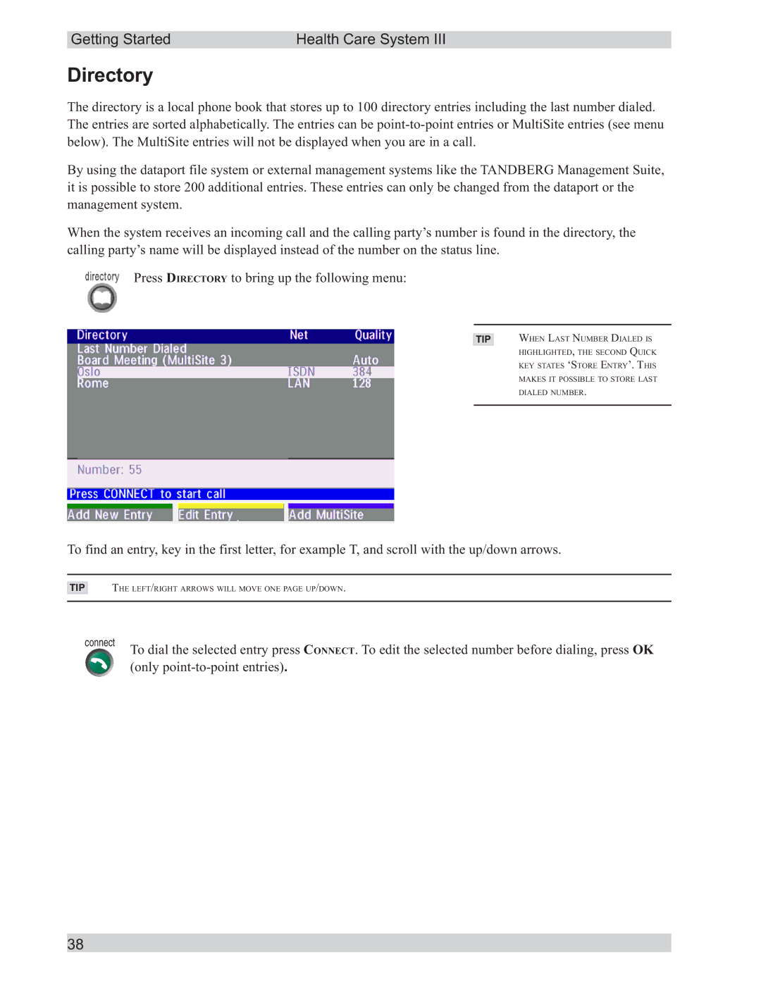 TANDBERG D50104-15 user manual Directory 