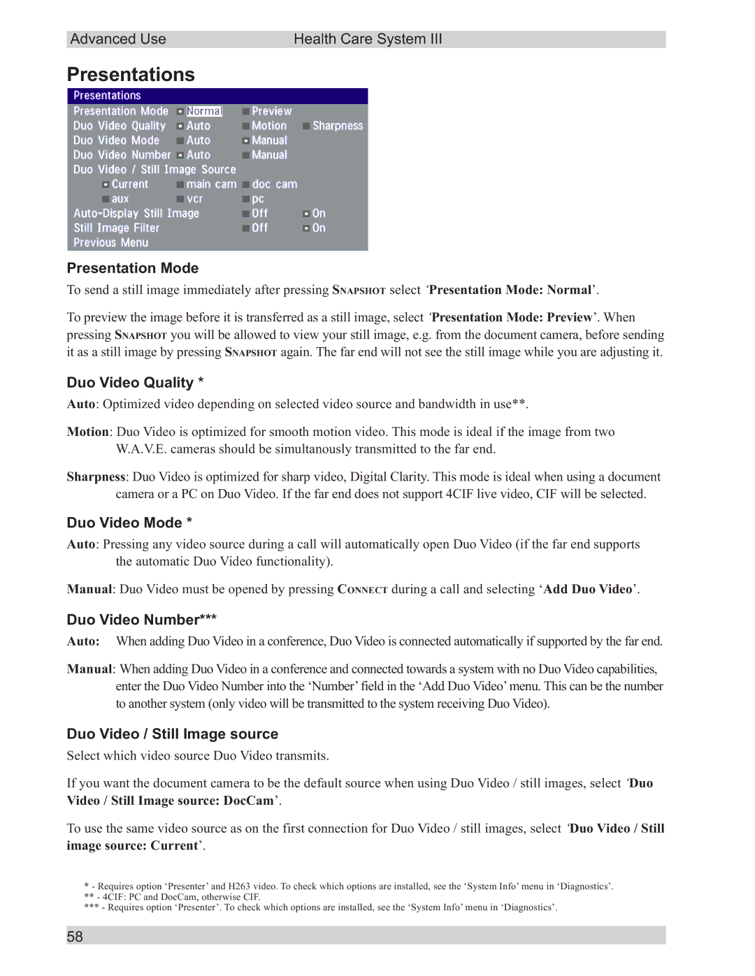 TANDBERG D50104-15 user manual Presentations 