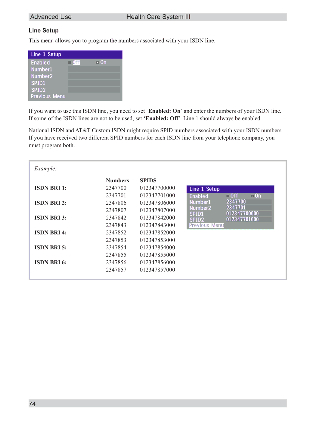 TANDBERG D50104-15 user manual Line Setup 