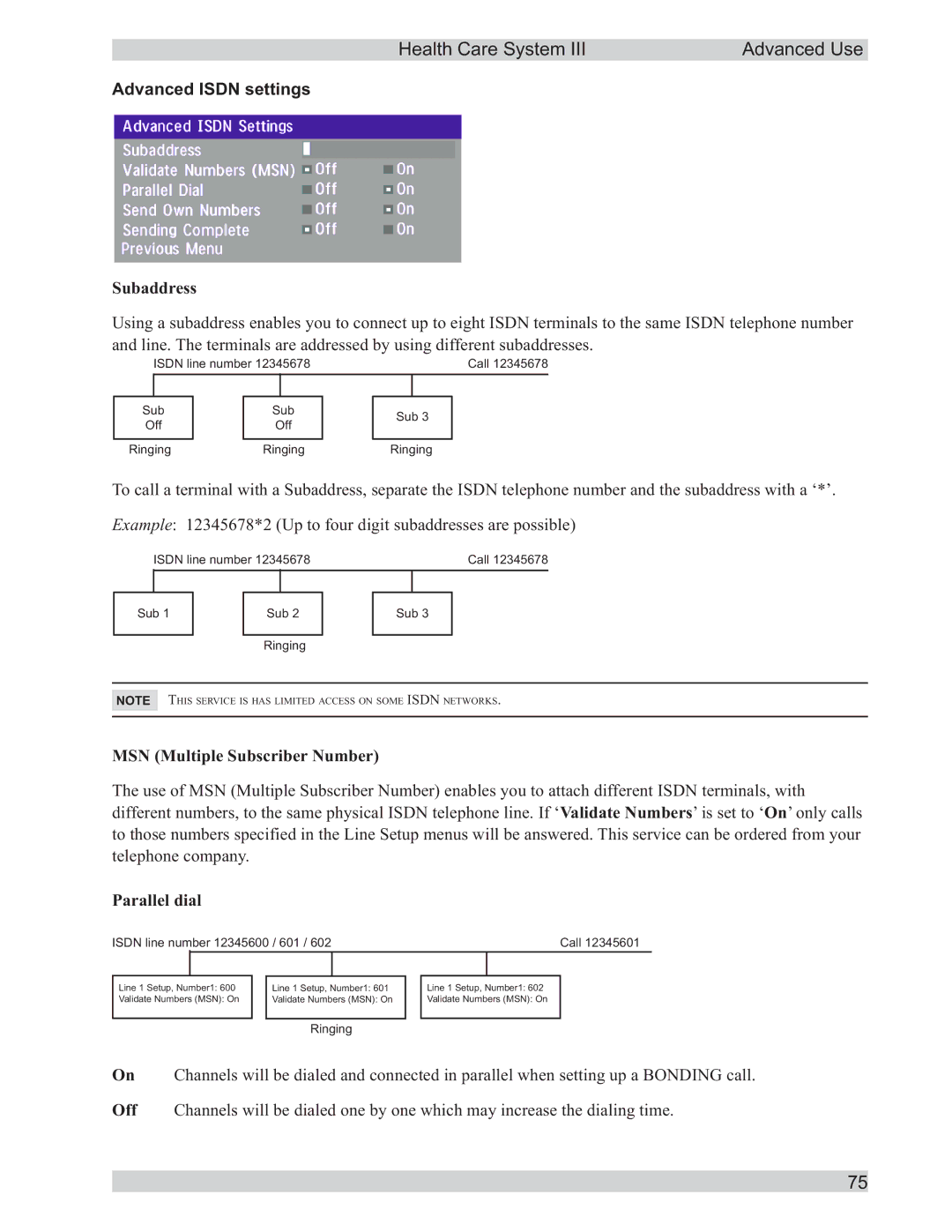 TANDBERG D50104-15 user manual Advanced Isdn settings, Subaddress 