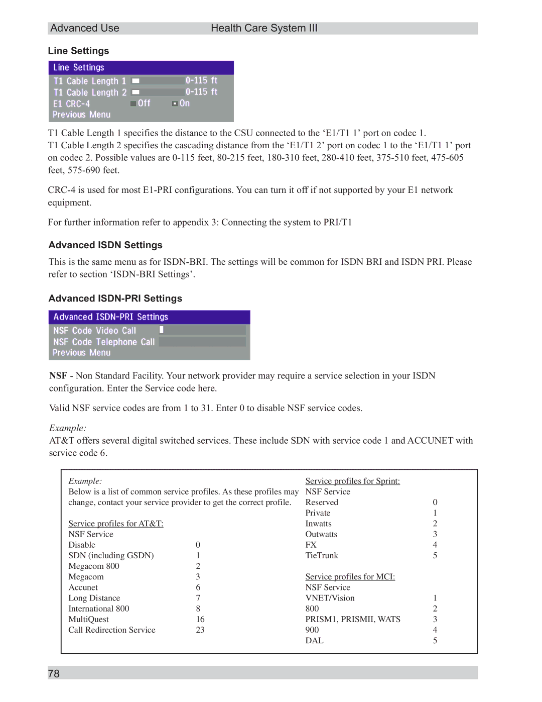 TANDBERG D50104-15 user manual Line Settings, Advanced ISDN-PRI Settings 