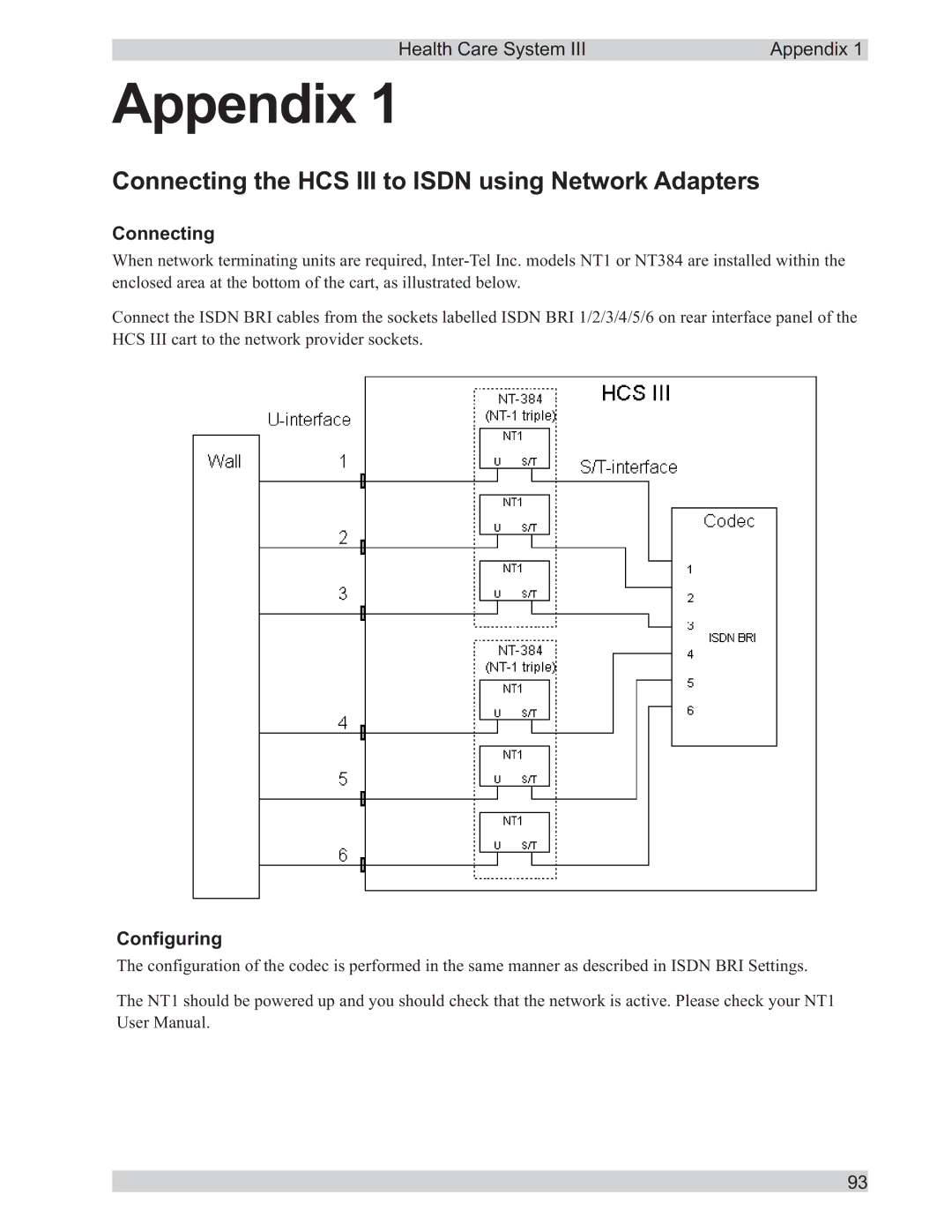 TANDBERG D50104-15 user manual Appendix, Connecting the HCS III to Isdn using Network Adapters, Configuring 